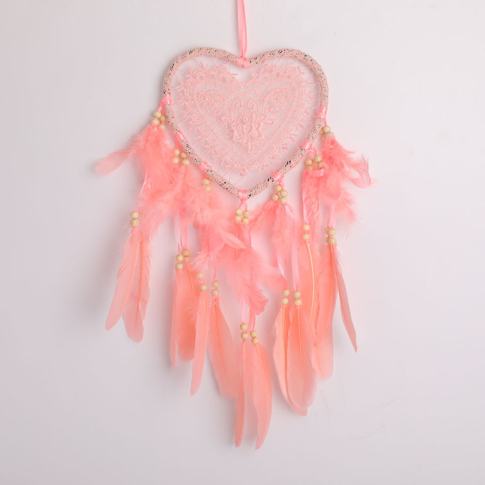 Dream Catcher Hanging Ornament with Pastel Feathers for Spiritual Decor