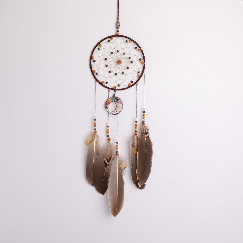 Dream Catcher Hanging Ornament with Pastel Feathers for Spiritual Decor