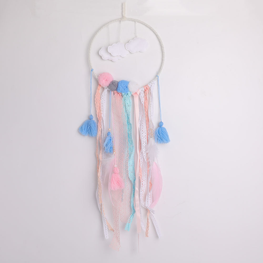 Dream Catcher Hanging Ornament with Pastel Feathers for Spiritual Decor