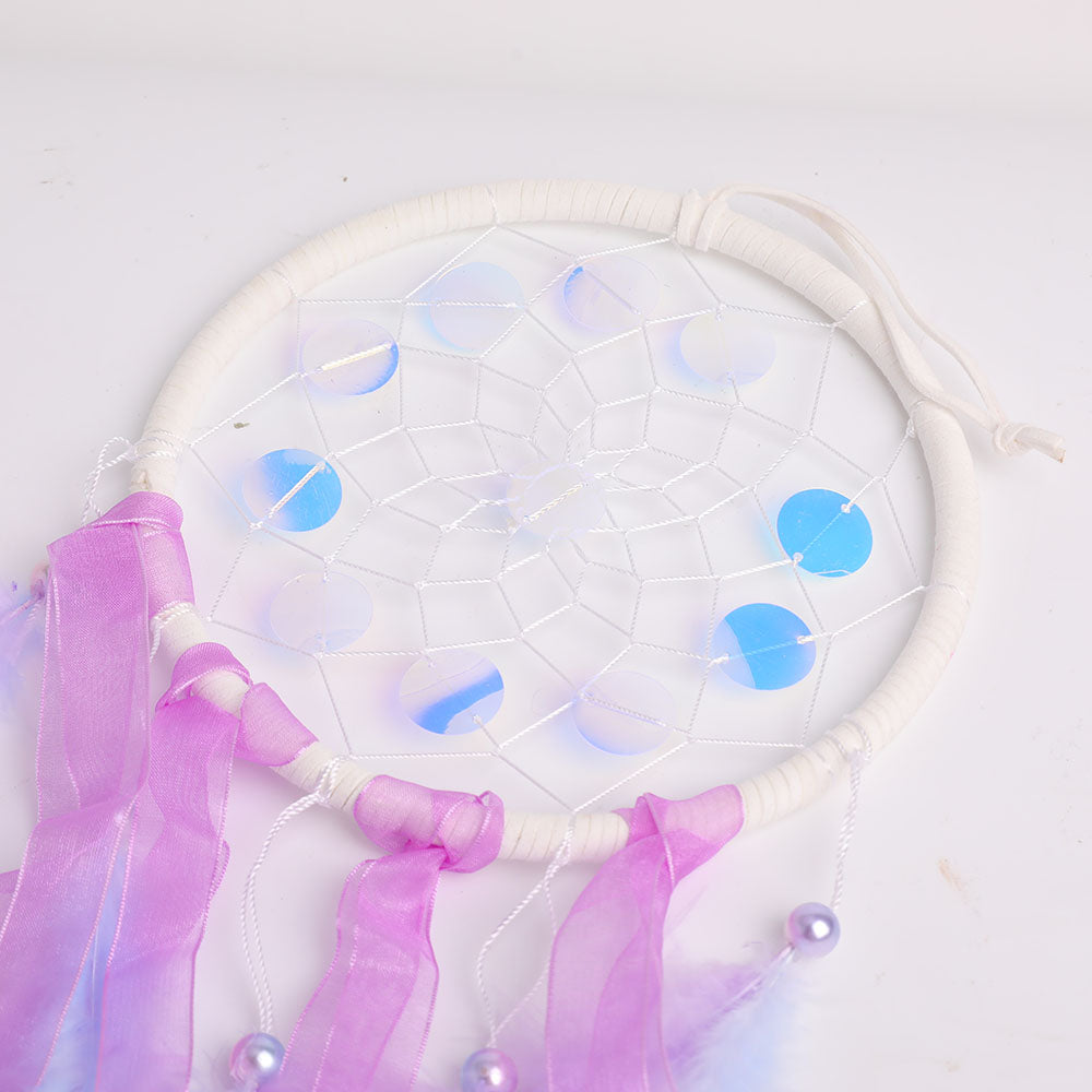 Dream Catcher Hanging Ornament with Pastel Feathers for Spiritual Decor