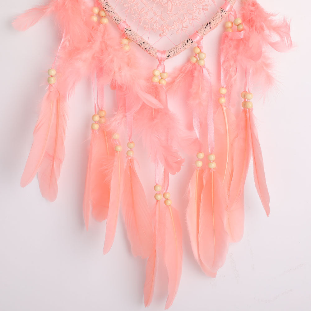 Dream Catcher Hanging Ornament with Pastel Feathers for Spiritual Decor