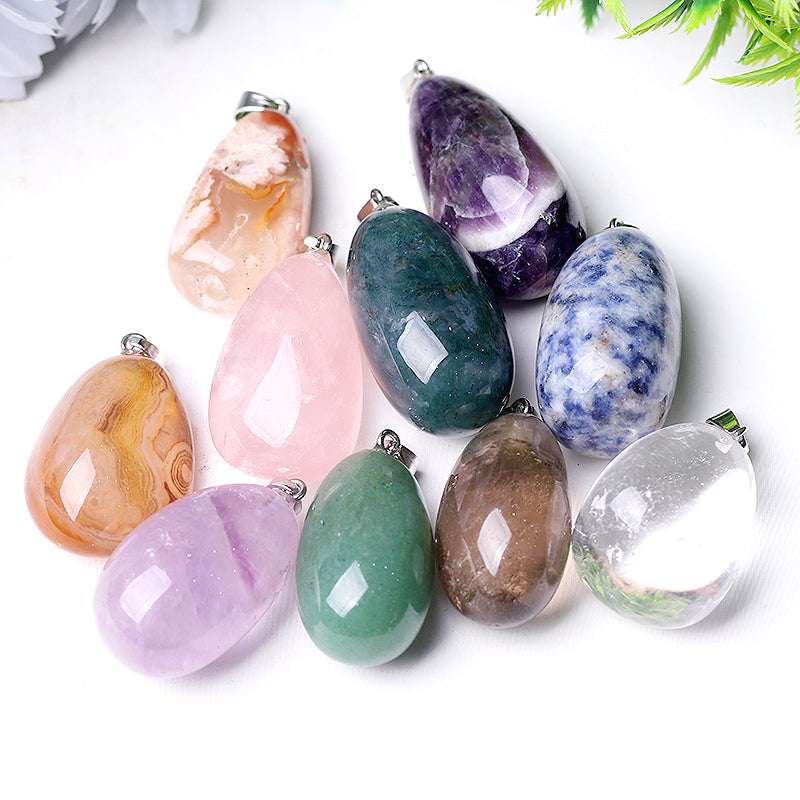 Drop Shape Clear Quartz Crystal Pendant 1.3-1.6 Inch
