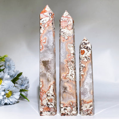 Tour de cristal d'agate druzy 15-30 cm pour l'énergie de guérison