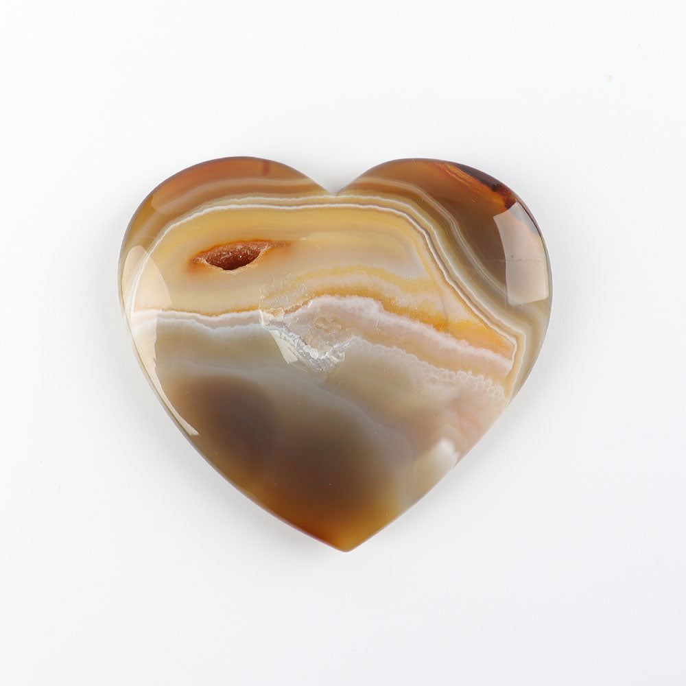 Druzy Agate Heart Crystal Carving 3.4in for Healing