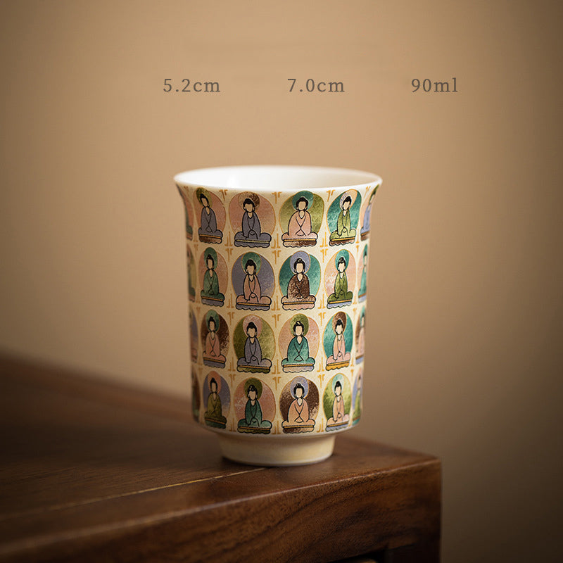 Gaiwan en céramique de Dunhuang avec mille bouddhas et couvercle 150 ml