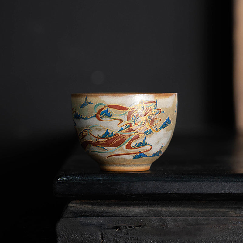 Tasse à thé Gaiwan en céramique Dunhuang Flying Apsaras 150 ml