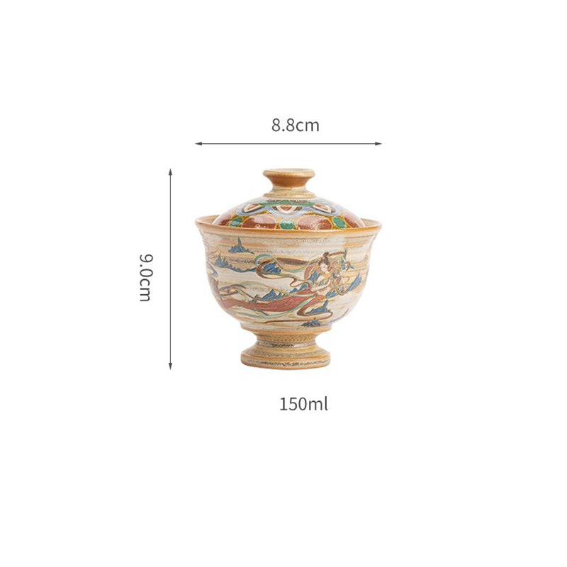 Tasse à thé Gaiwan en céramique Dunhuang Flying Apsaras 150 ml