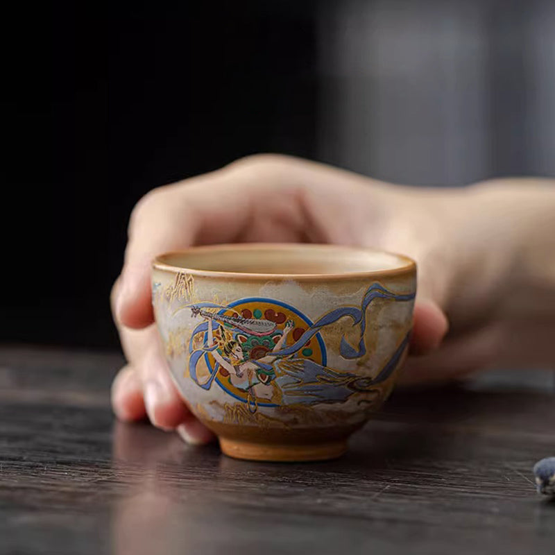 Tasse à thé Gaiwan en céramique Dunhuang Flying Apsaras 150 ml