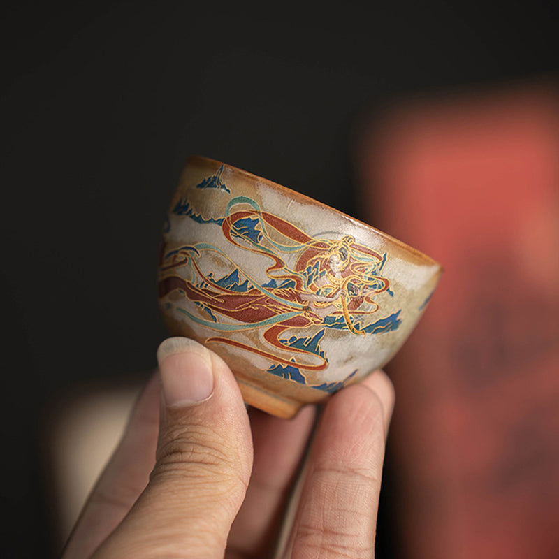 Tasse à thé Gaiwan en céramique Dunhuang Flying Apsaras 150 ml