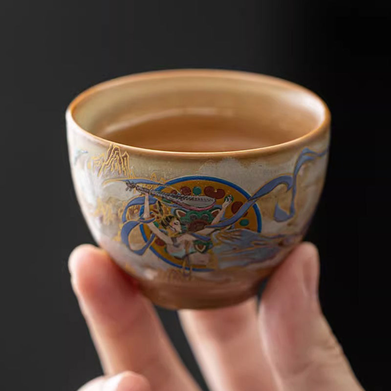 Tasse à thé Gaiwan en céramique Dunhuang Flying Apsaras 150 ml