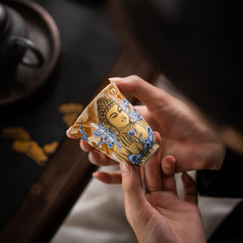 Tasse à thé en céramique Dunhuang Flying Apsaras 100 ml, décor zen