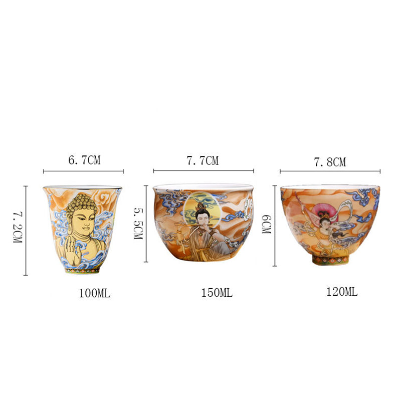 Tasse à thé en céramique Dunhuang Flying Apsaras 100 ml, décor zen