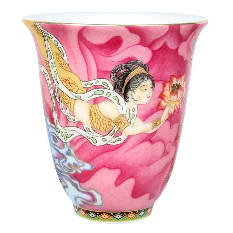 Tasse à thé en céramique Dunhuang Flying Apsaras 100 ml, décor zen