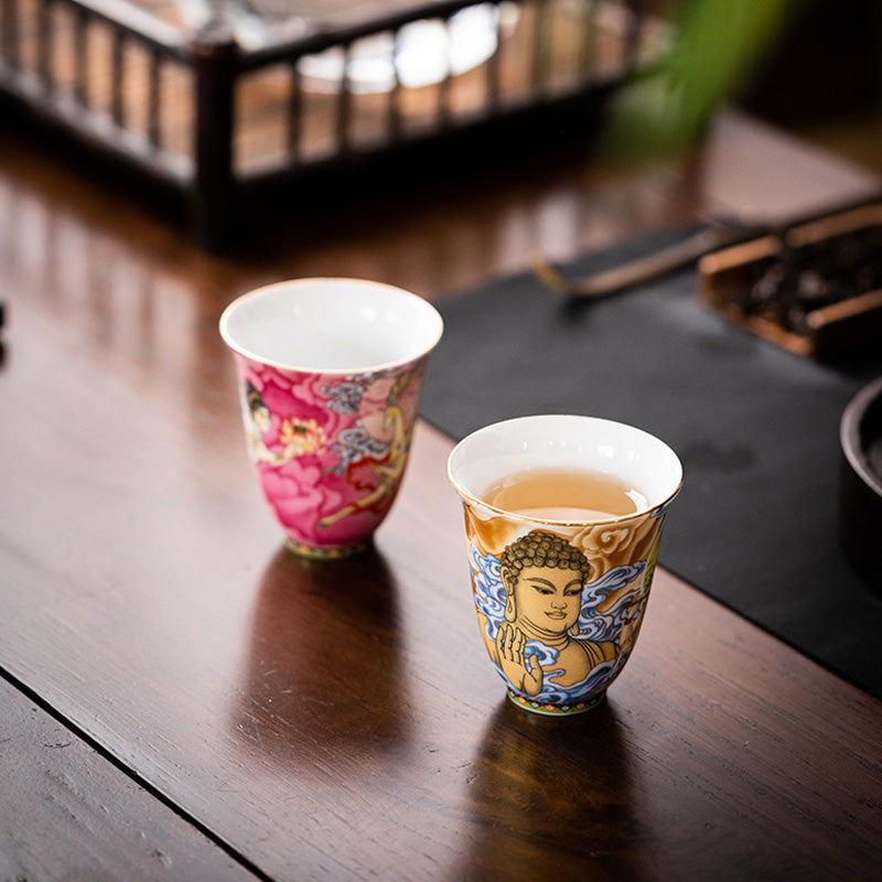 Tasse à thé en céramique Dunhuang Flying Apsaras 100 ml, décor zen