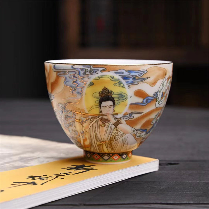 Tasse à thé en céramique Dunhuang Flying Apsaras 100 ml, décor zen