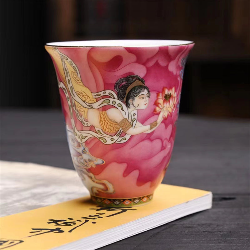 Tasse à thé en céramique Dunhuang Flying Apsaras 100 ml, décor zen