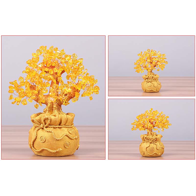 Arbre à argent en citrine naturelle, décoration Feng Shui pour la prospérité