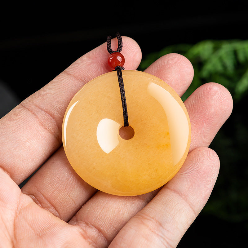 Golden Silk Jade Peace Buckle Pendant Necklace | Unisex