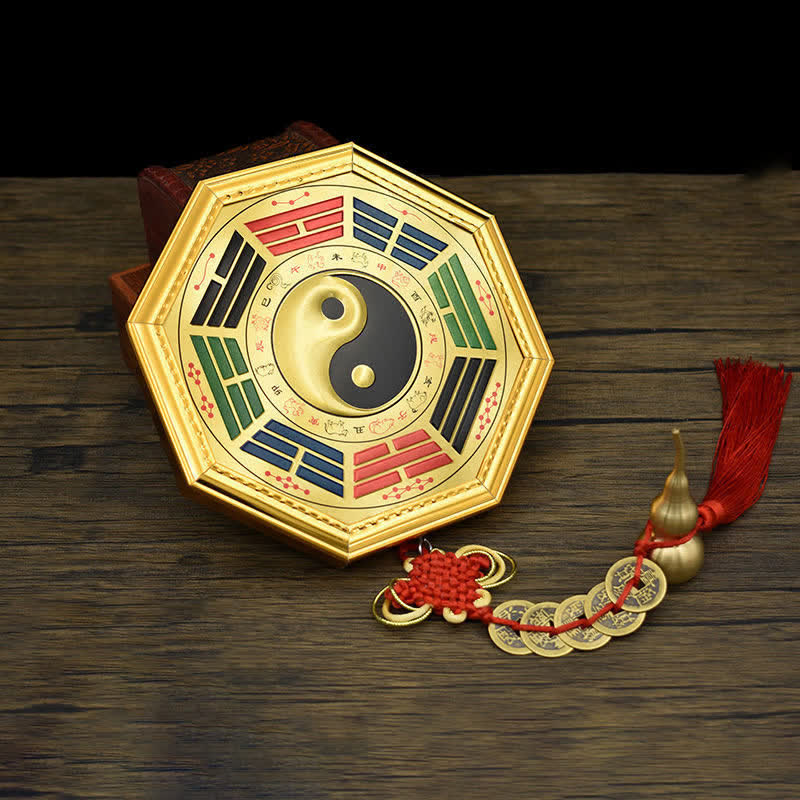 Bagua Map Feng Shui Balance Energy with Five Emperor Coins 17.5cm