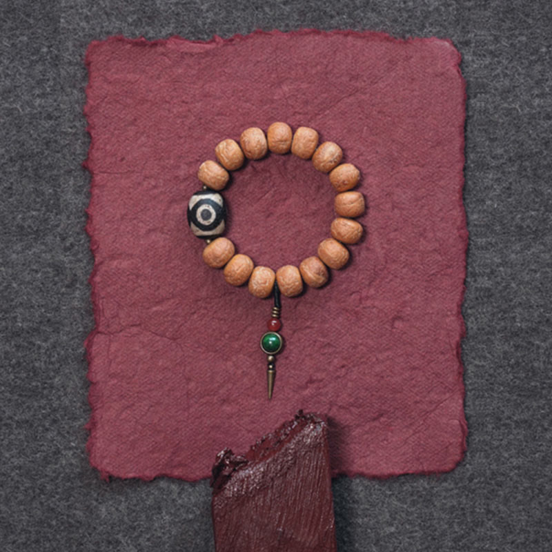 14mm Bodhi Seed Dzi Bead Wrist Mala Bracelet for Peace