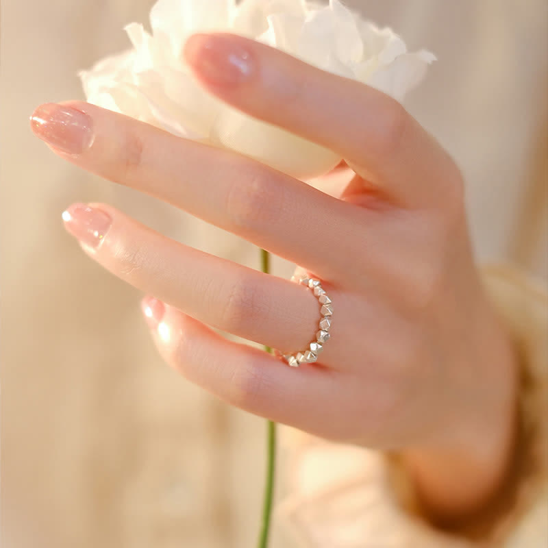 925 Sterling Silver Beaded Blessing Ring for Spiritual Protection