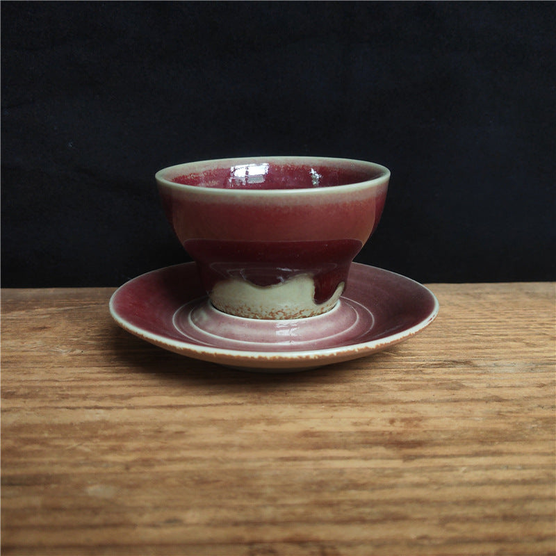 Ceramic Planet Design Coffee Mug with Saucer - Rough Pottery