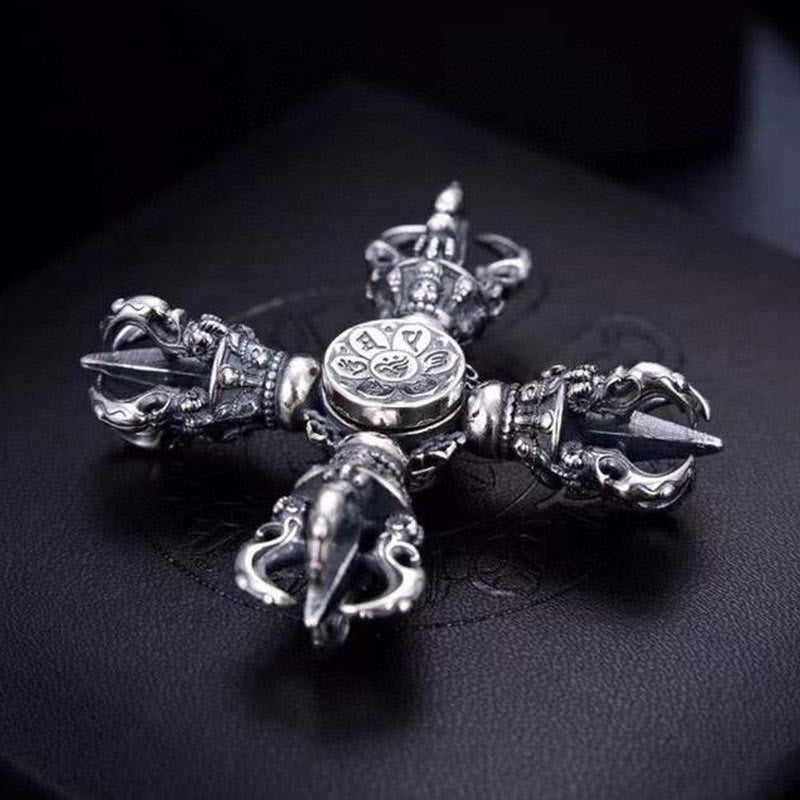 Sterling Silver Double Dorje Vajra Pendant Spiritual Strength