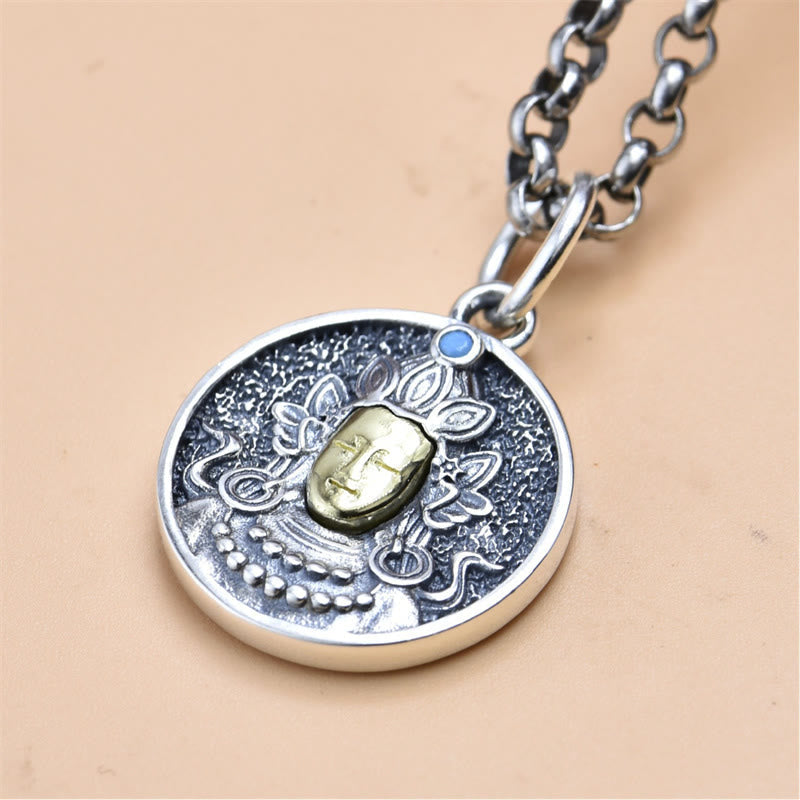 925 Sterling Silver Green Tara Double Dorje Vajra Spiritual Necklace