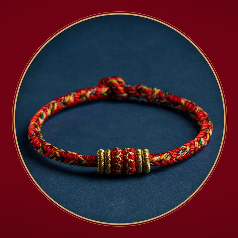 Bracelet en fil rouge fait main avec signe du zodiaque chinois pour la chance et la force