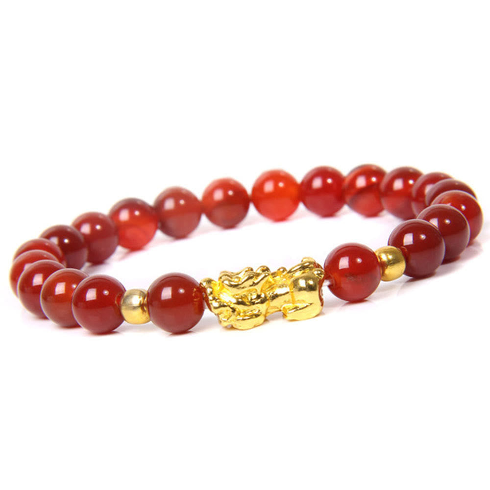 8mm Obsidian Pixiu Bracelet for Wealth & Protection
