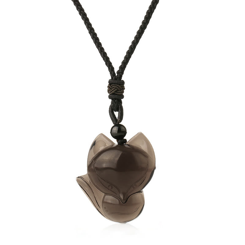 Obsidian Amulet Necklace with Tiger Eye & Ice Obsidian Stones