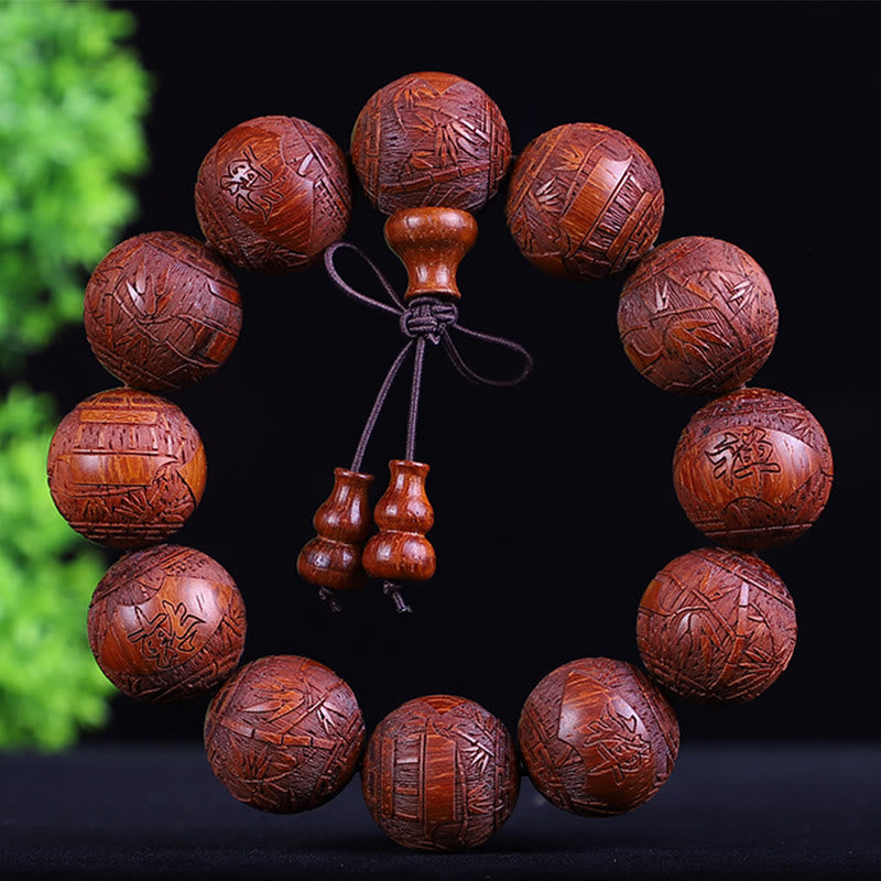 Bracelet zodiaque chinois en bois de rose | 12 perles du zodiaque Chaleur