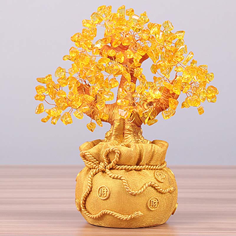 Arbre à argent en citrine naturelle, décoration Feng Shui pour la prospérité