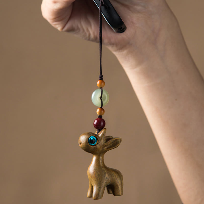 Green Sandalwood Ebony Wood Peace Buckle Key Chain