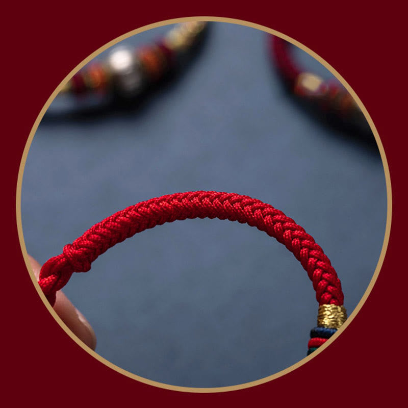 925 Sterling Silver Om Mani Padme Hum Braided Bracelet with King Kong Knot for Luck and Protection