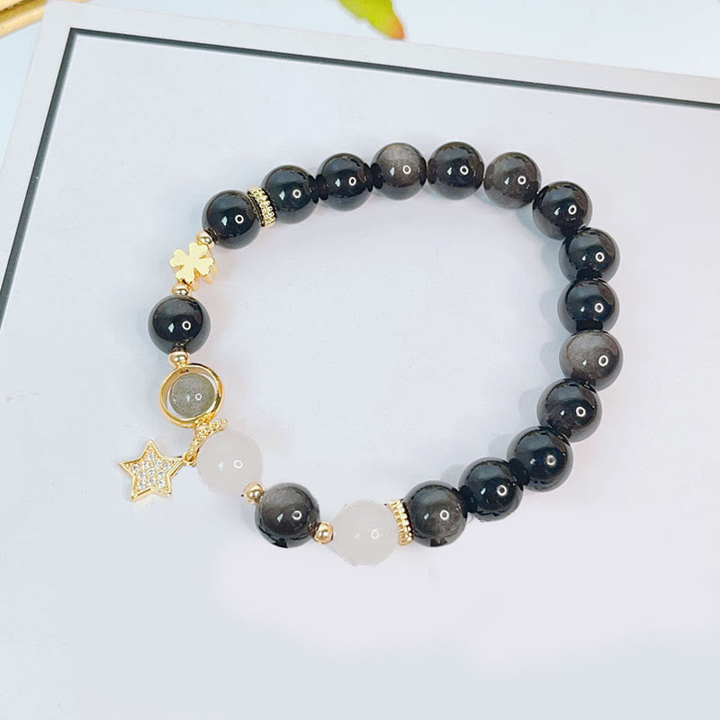 Silver Sheen Obsidian Love Heart Protection Bracelet