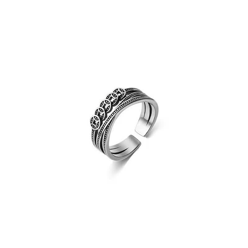 Copper Coin Spiritual Ring for Wealth and Luck Balance