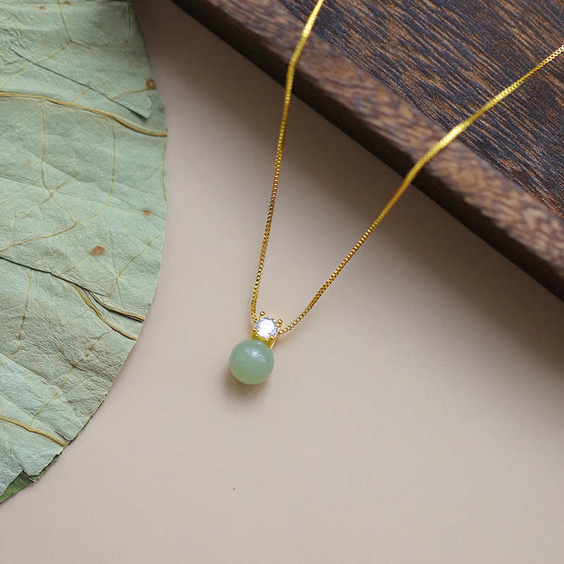 Lucky Bead Jade Prosperity Chain Pendant Necklace