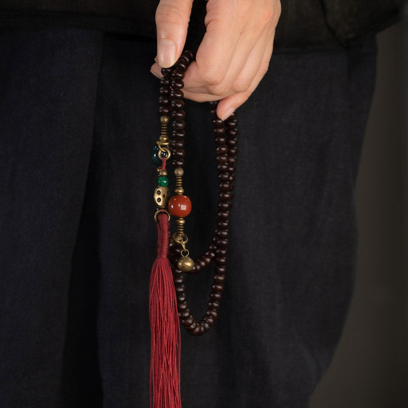 8mm Purple Bodhi Seed Mala Bracelet for Auspiciousness