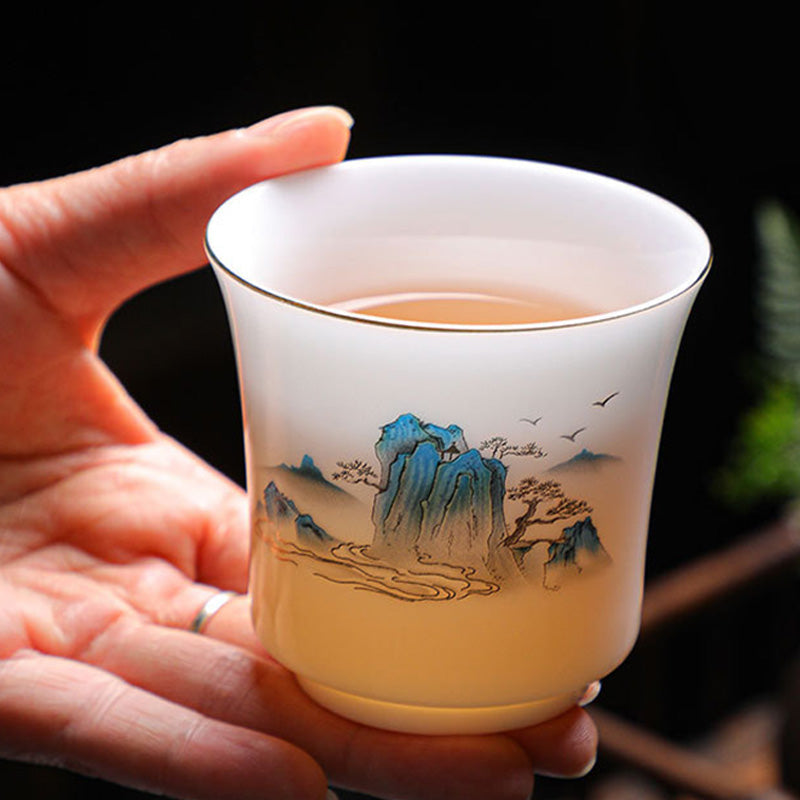 Tasse à thé en céramique 120 ml | Montagnes, rivières, arbres, élégance