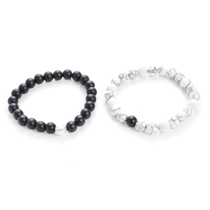 8mm Frosted Stone & White Turquoise Couple Bracelet for Balance