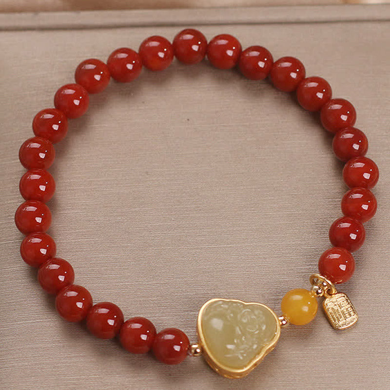 Red Agate Jade Confidence Buddha Bracelet