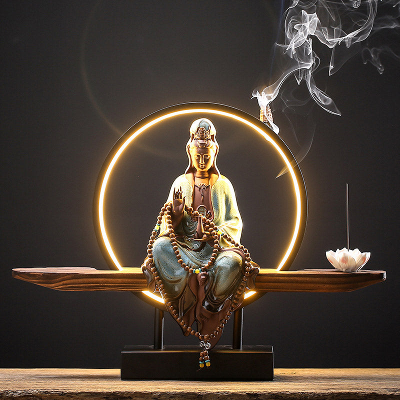 Ceramic Buddha Avalokitesvara Lotus Burners for Meditation