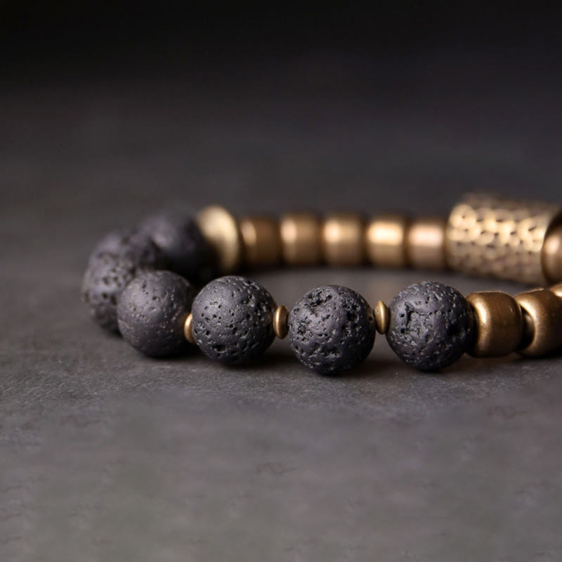 Rainbow Obsidian Copper Healing Bracelet | Lava Rock Energy