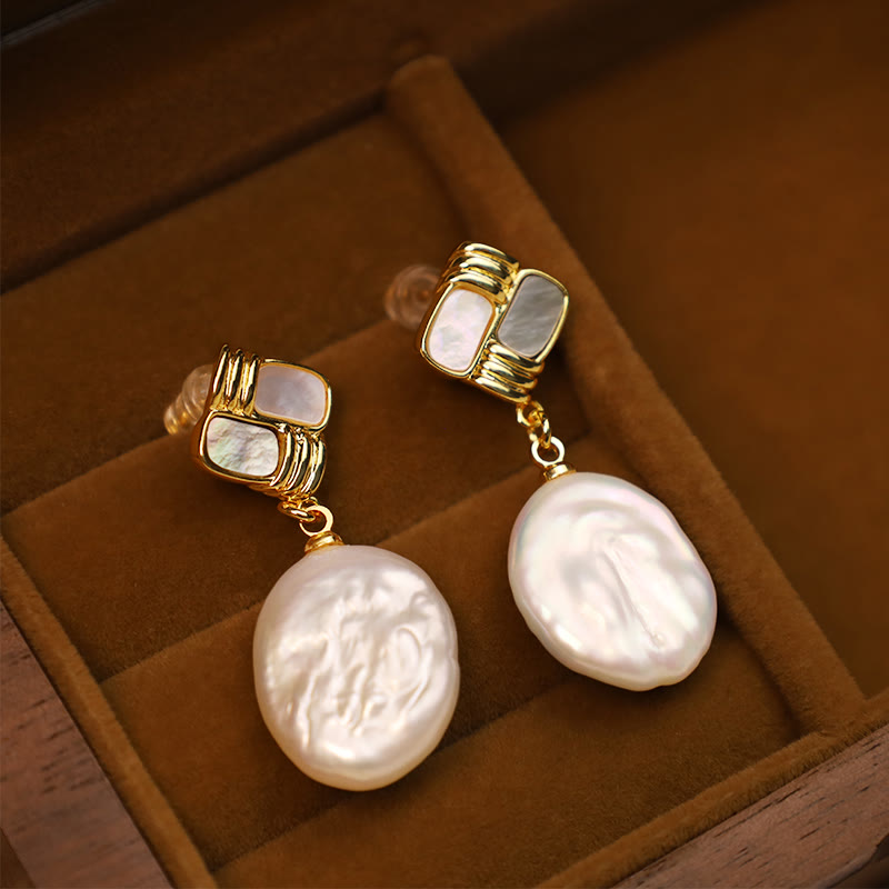 925 Sterling Silver Baroque Pearl Drop Earrings for Balance