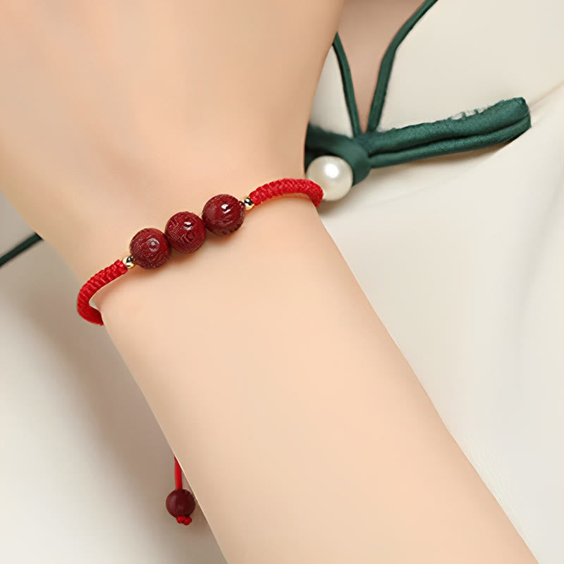 8mm Cinnabar Om Mani Padme Hum Blessing Bracelet