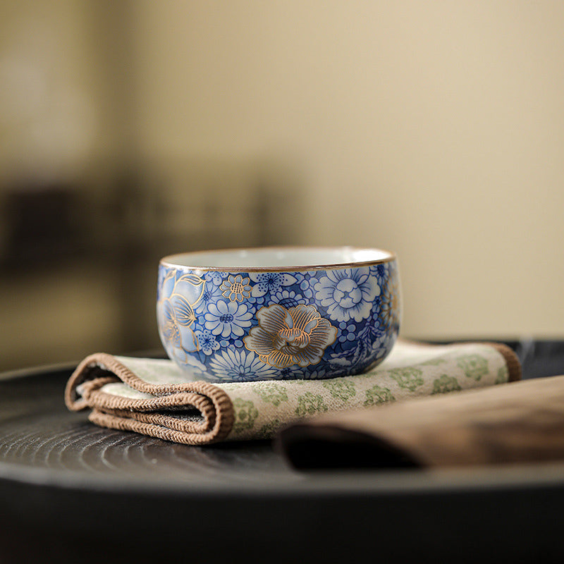 Ceramic Lotus Chrysanthemum Tea Cup Set with Teapot 140ml