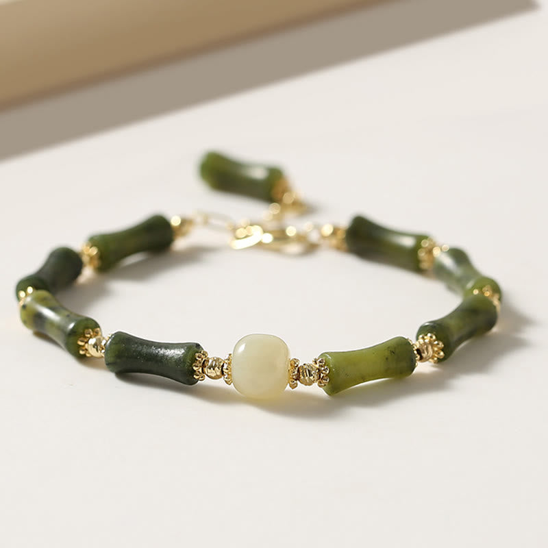 Glass Bead Bamboo Luck Strength Spiritual Bracelet