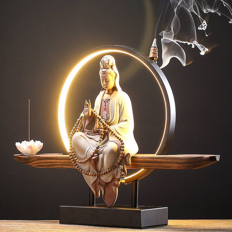 Ceramic Buddha Avalokitesvara Lotus Burners for Meditation