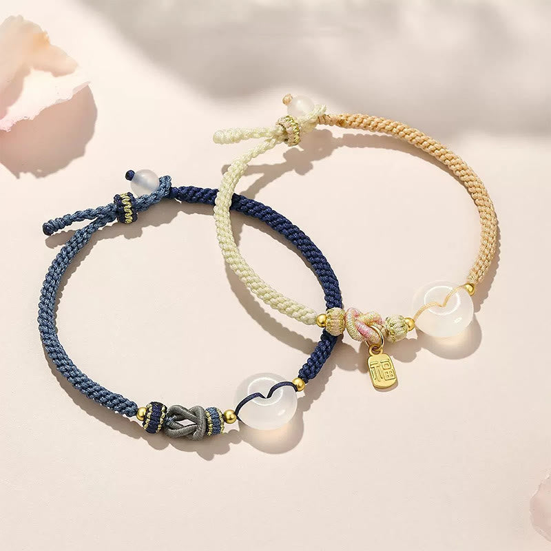 Handmade White Agate Peace Buckle Luck Protection Bracelet